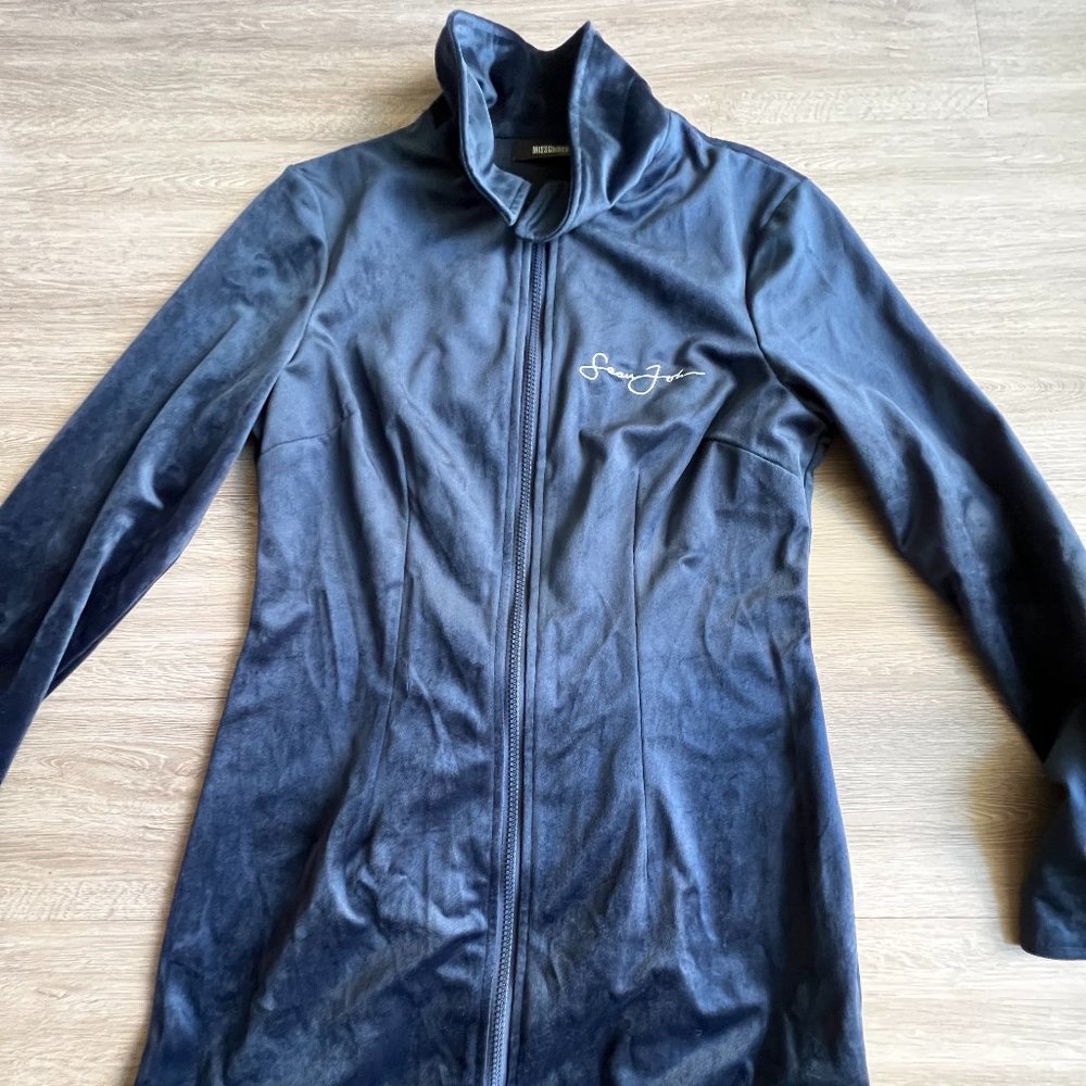 MISSGUIDED x Sean John Blue Velour Zip dress